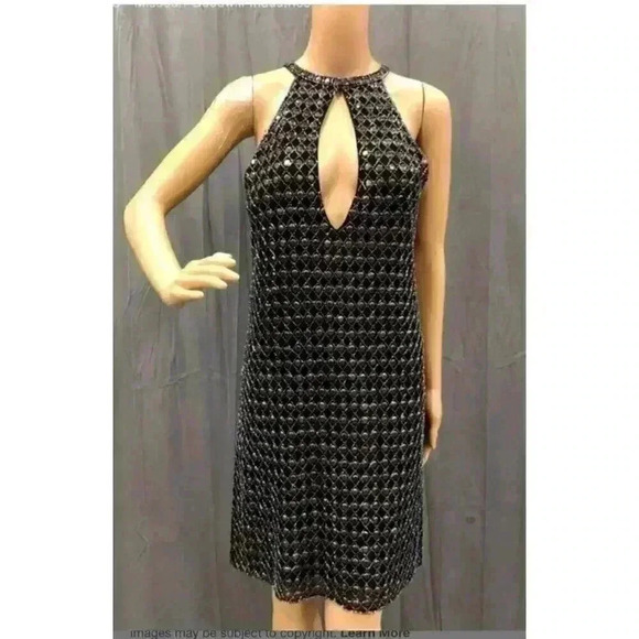 NWT Parker Short Sleeveless Black Sequin beaded Embellished Dress Size 10 - Picture 1 of 11